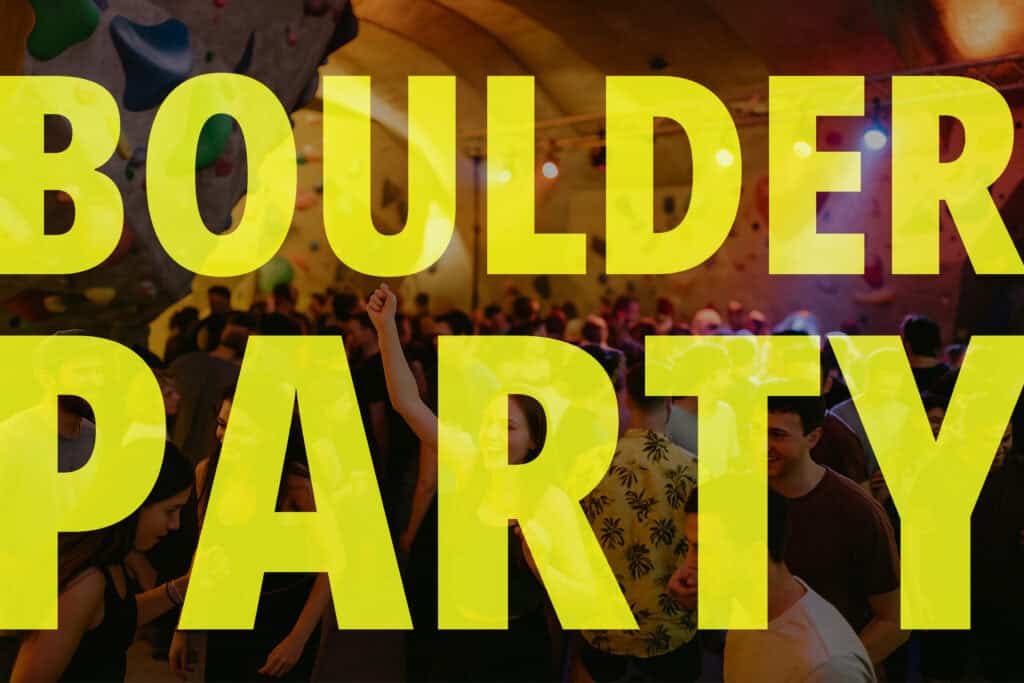 Flyer für die Party in der Kletterhalle vom GrindelBoulder