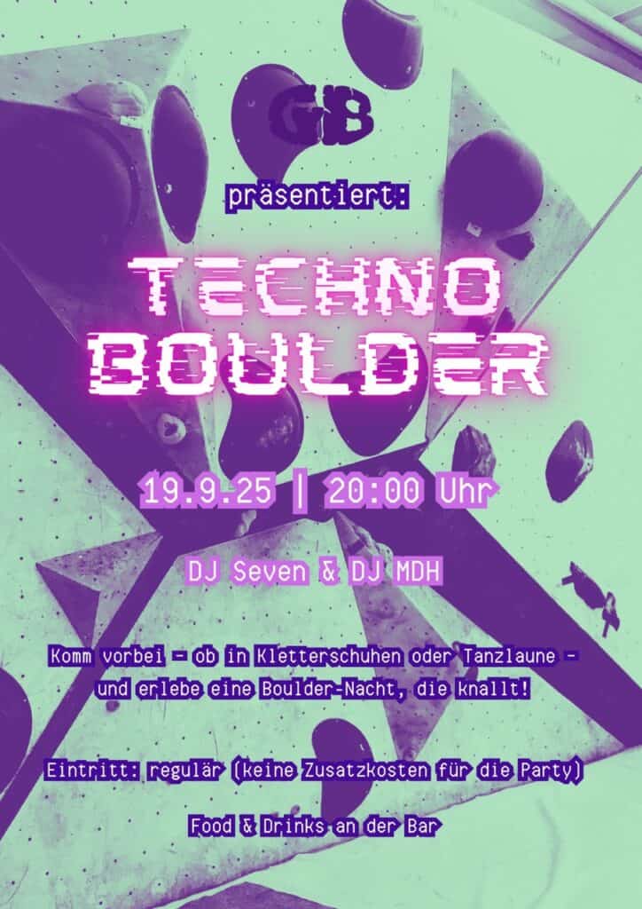 Flyer für die Party in der Kletterhalle vom GrindelBoulder